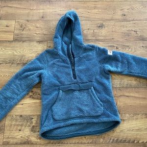 Blue north face half zip hooded jacket